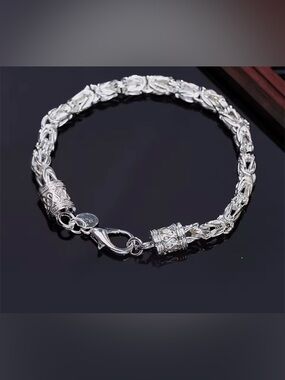 New .925 Stamped Silver Byzantine-style  Bracelet